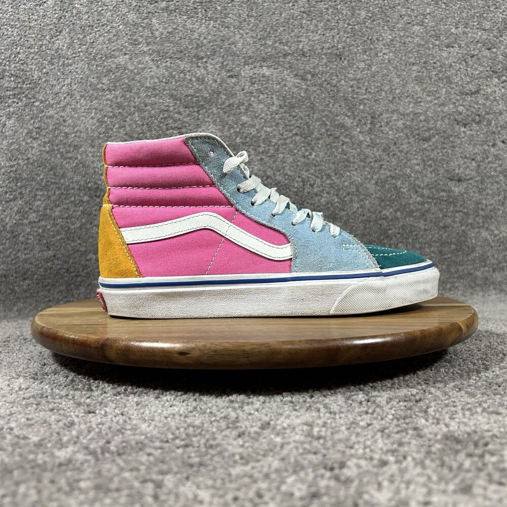 Vans Sk8-Hi Women’s Size 7 Multi Colorblock Suede Canvas Skate Hi Top Shoes Used